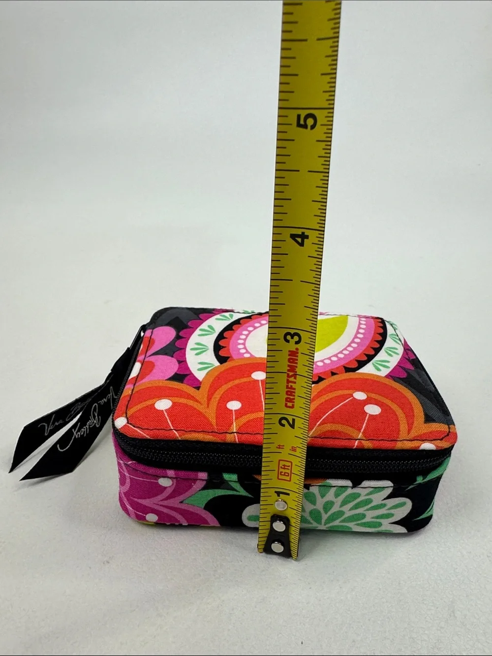 Vera Bradley Bright Paisley Zip Pill Case Pink, Orange, Lime & Black New NWOT